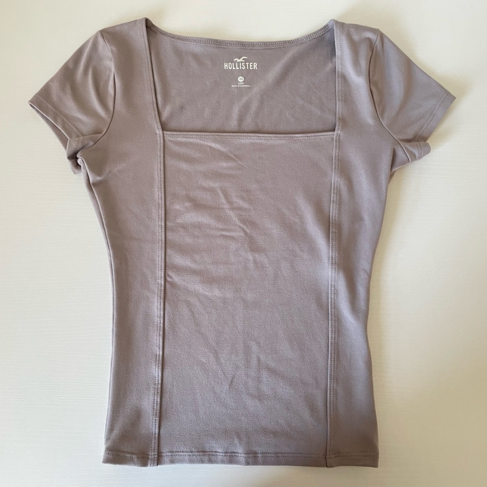 Hollister Purple Gray Square Neck Long Top XXSmall